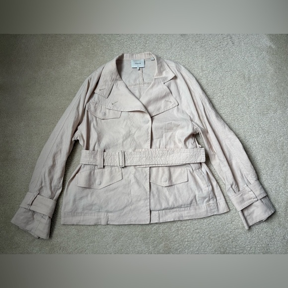 Vince Jackets & Blazers - Vince stretch Drapey belted linen blend jacket, sand glow, trench coat , sz M